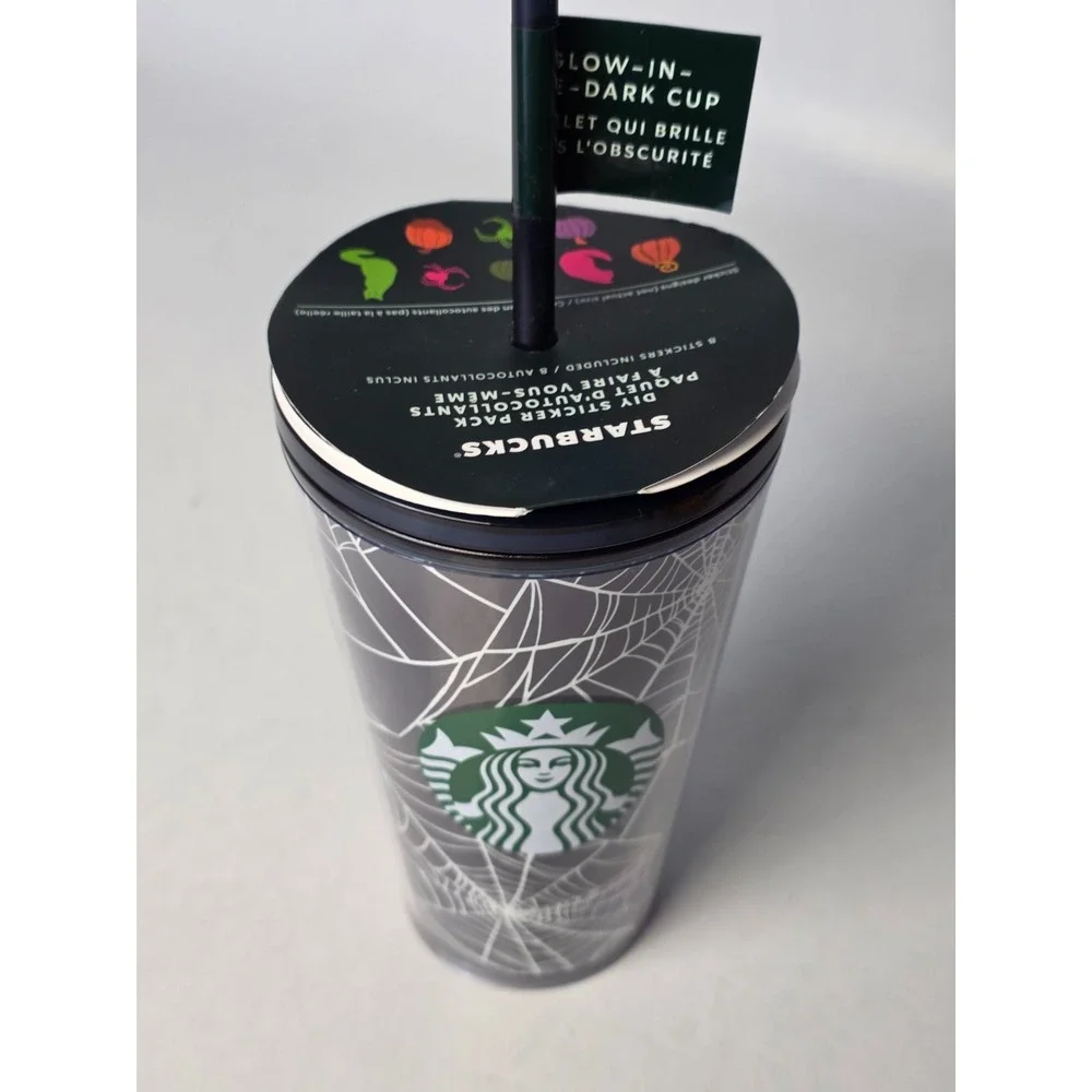 Starbucks Halloween 2021 Glow in the Dark Spider Web Cup 16oz Grande Tumbler New